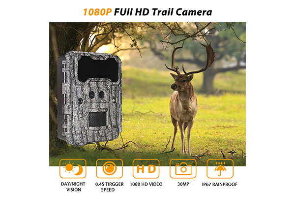 2024  30MP HD Mini Camera 0.25s Trigger Time Dual-Lens Game Cameras Weather Resistant